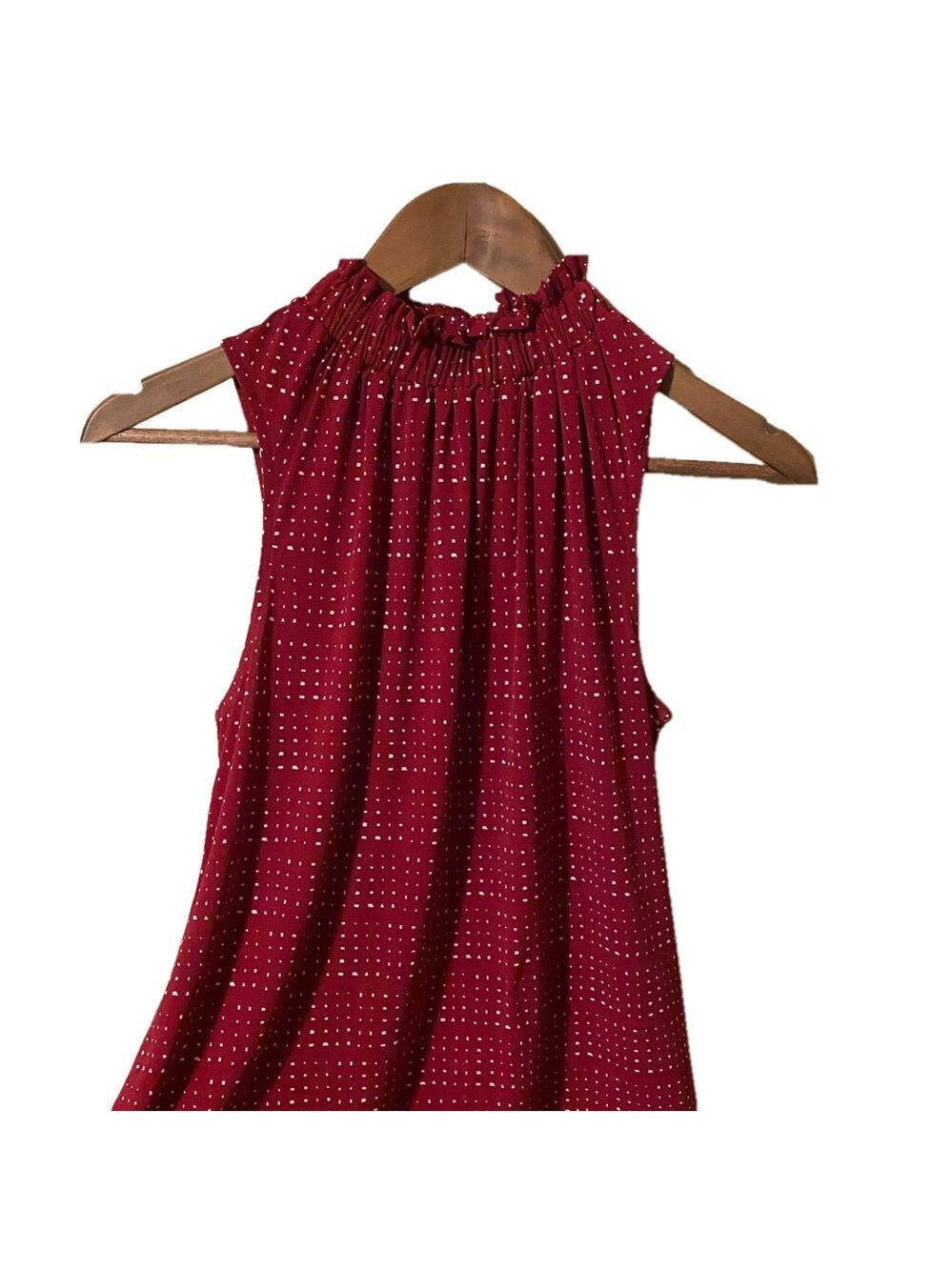Banana Republic| Sleeveless ruffle high neck blouse. Red xsmall.